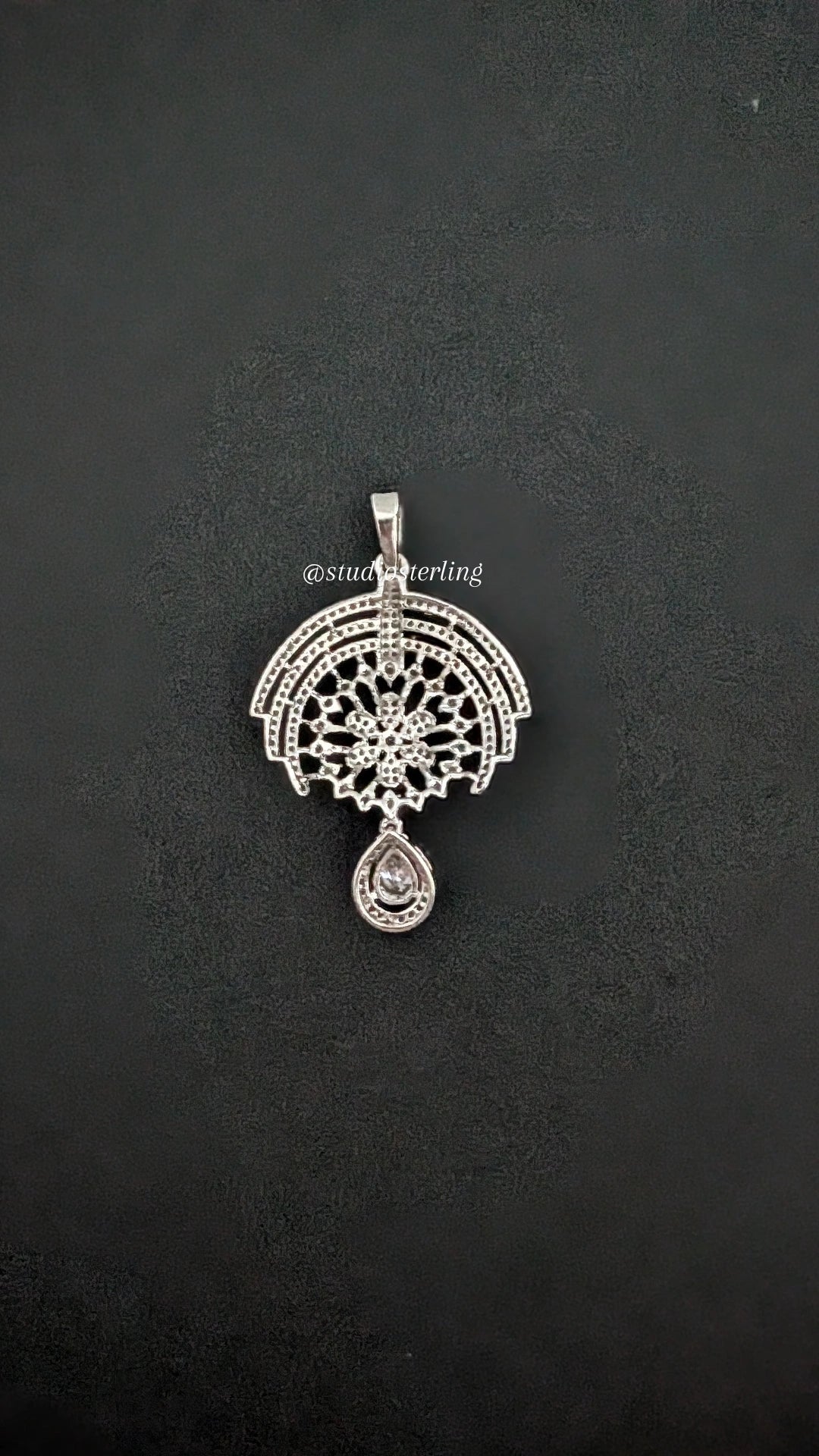 Chrome Finish Pendant Set in AD with Floral Centerpiece