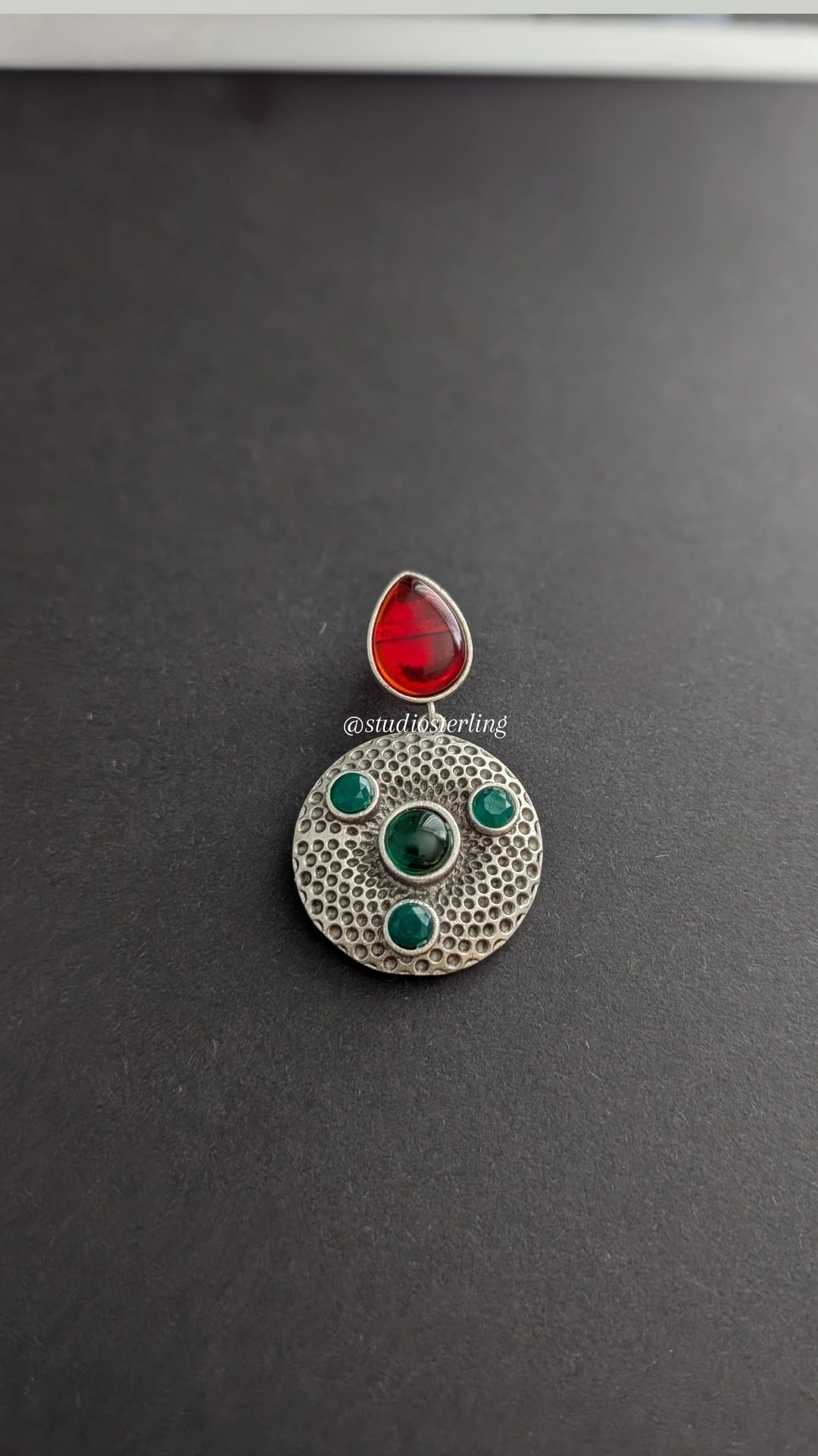 Oxidised Monalisa Stone Earrings