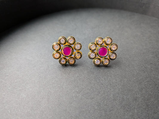 Kundan Studs with Ruby Red stones