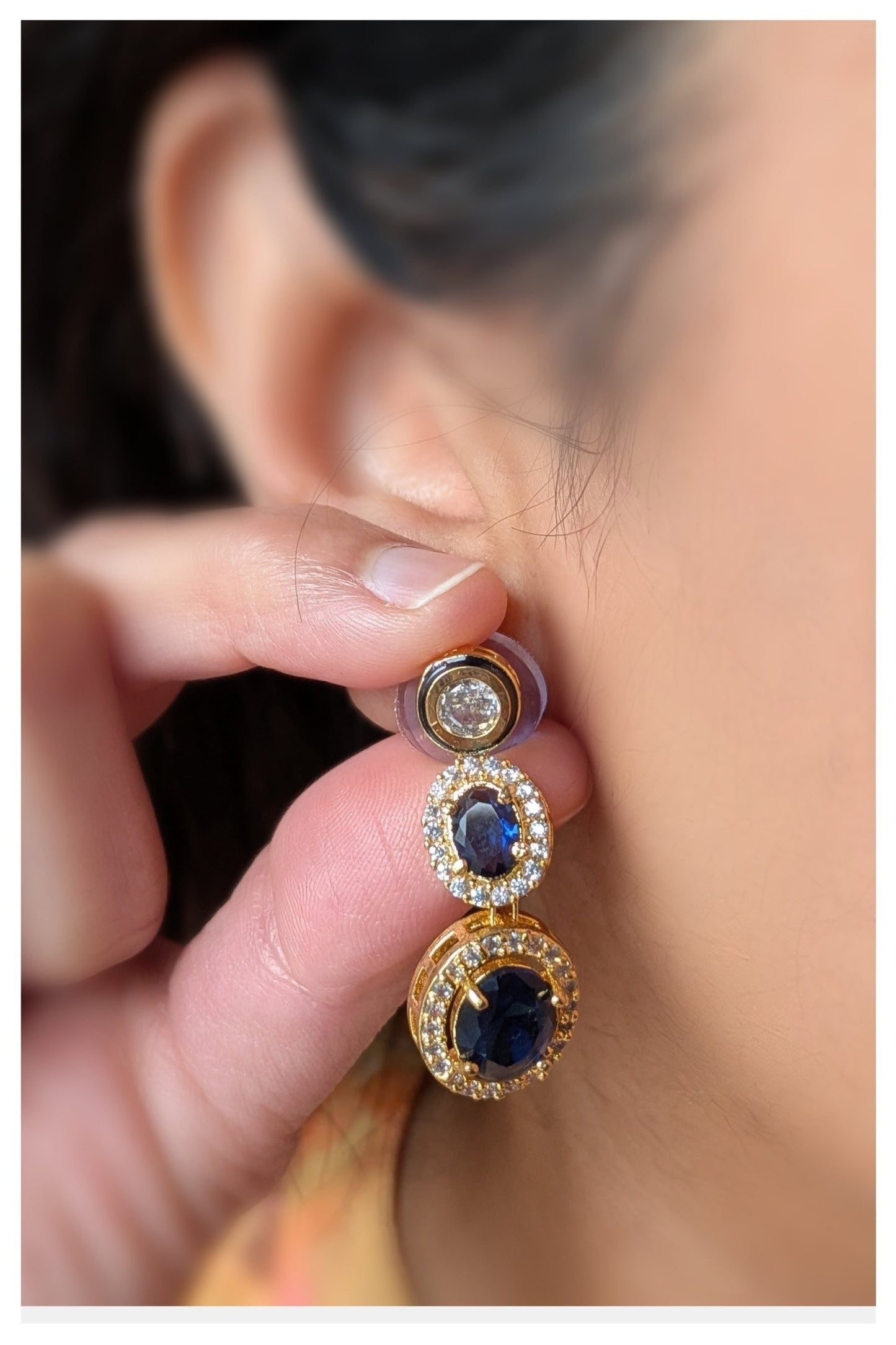 Earrings with Kundan and American Diamonds