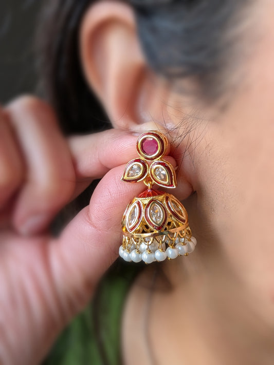 Golden Kundan Zhumkas