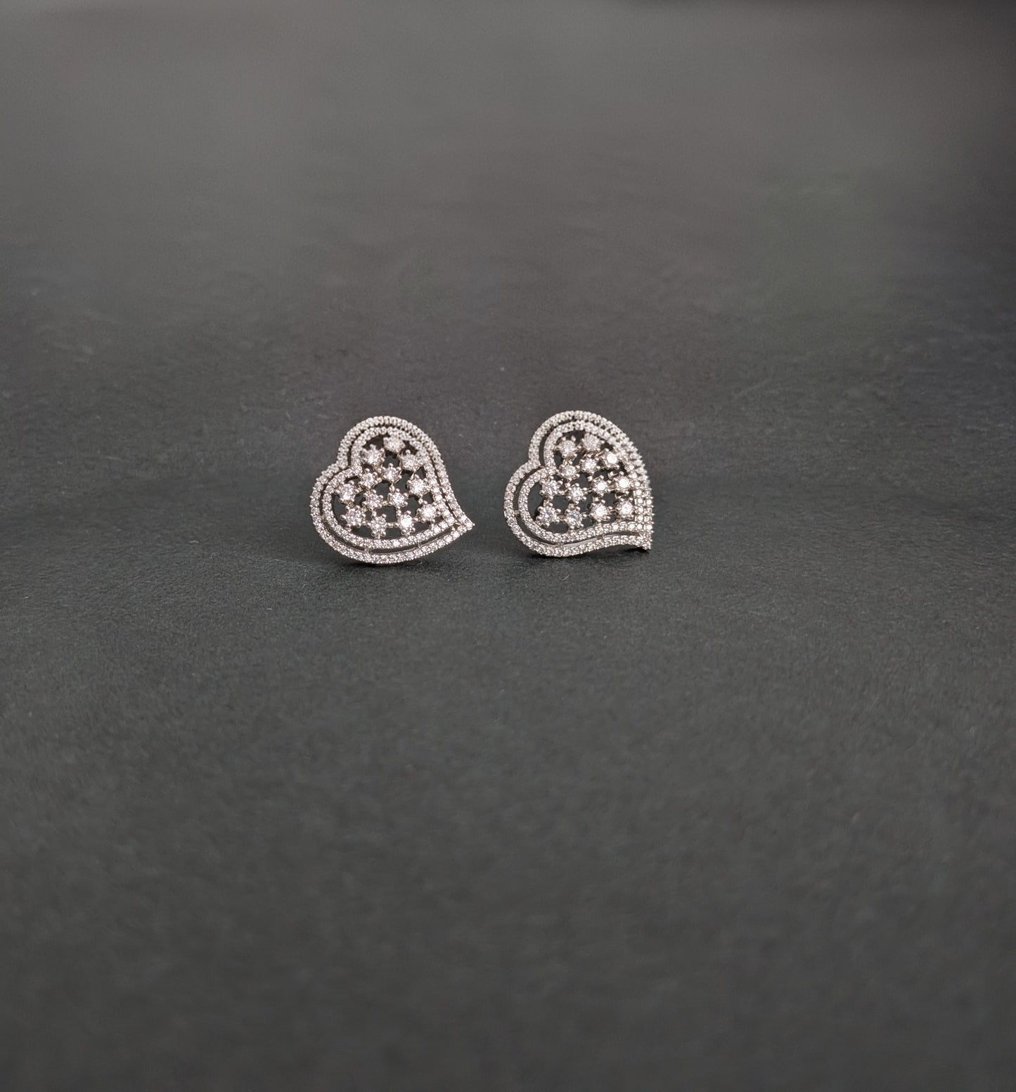 Chrome Finish Heart Shaped Pendant Set in AD