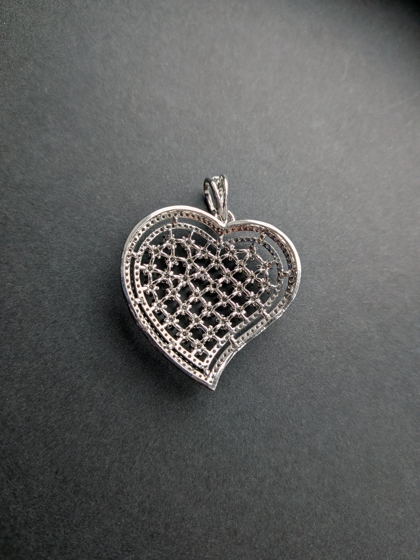 Chrome Finish Heart Shaped Pendant Set in AD