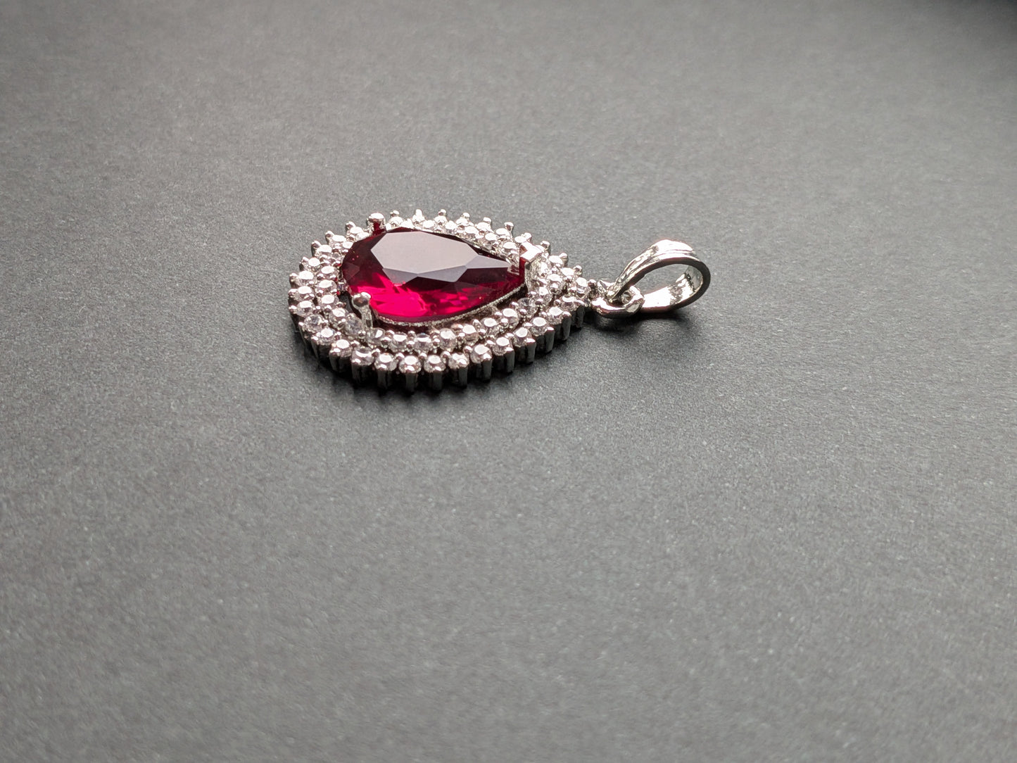 Pendant Set in AD - Wine Red