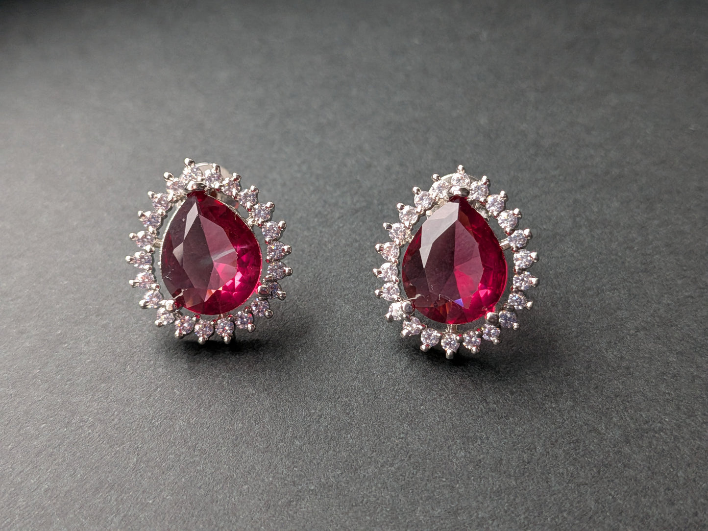 Pendant Set in AD - Wine Red