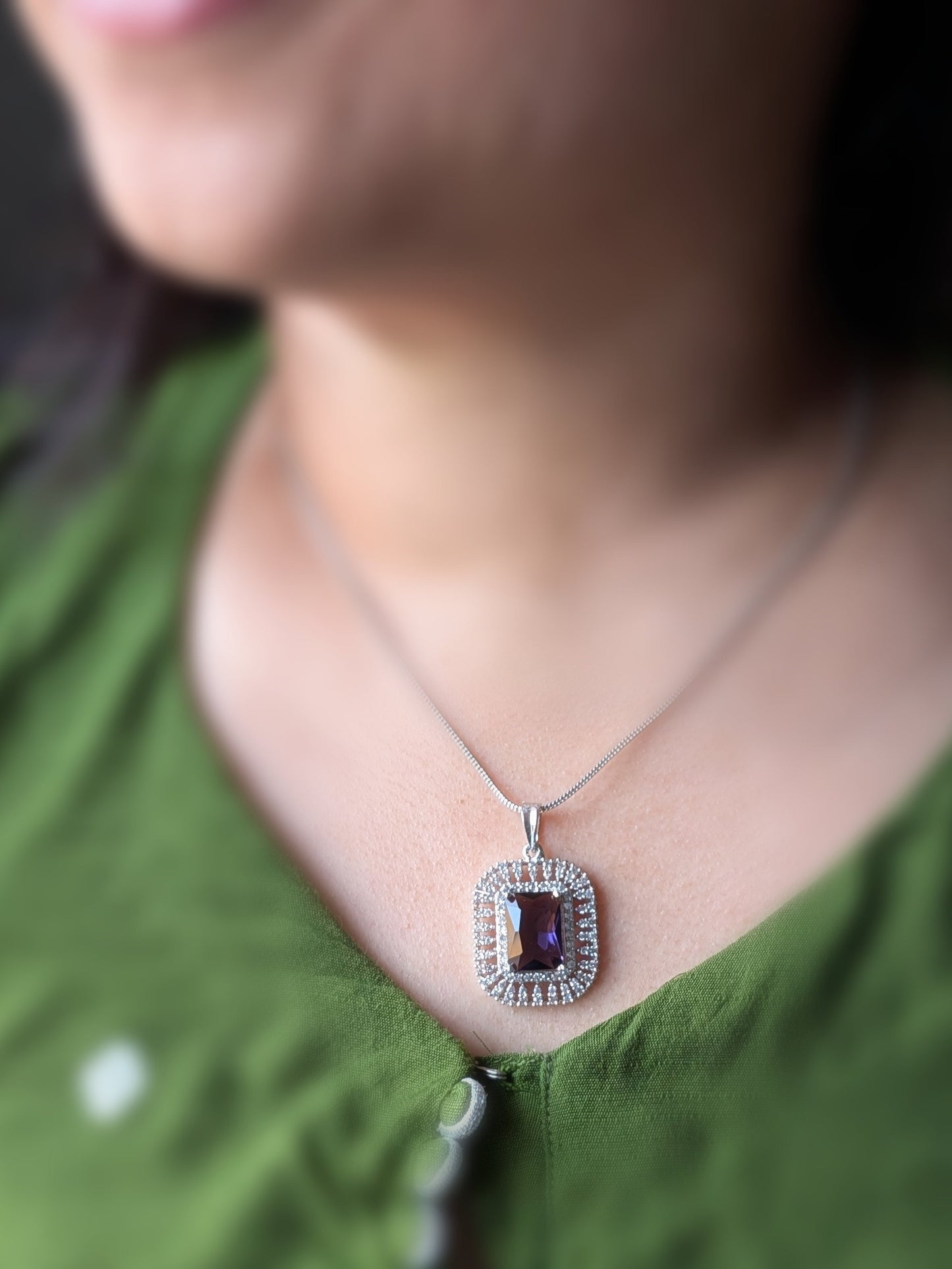 Chrome Finish AD Pendant Set in Purple