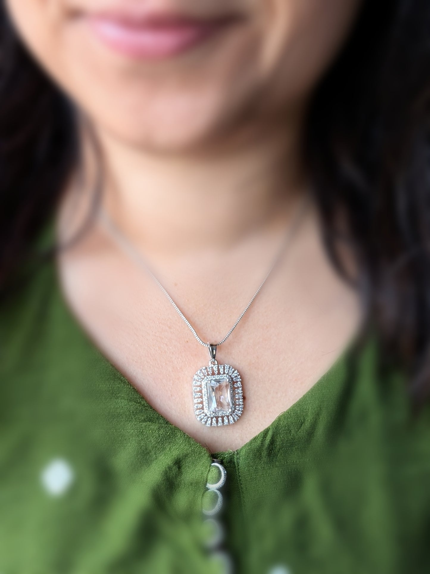 Chrome Finish Pendant Set in AD