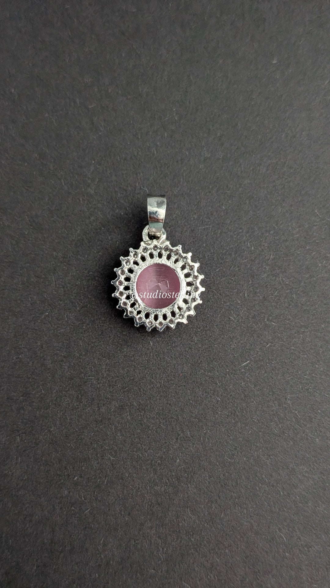 Chrome Finish Pendant Set in AD - Baby Pink