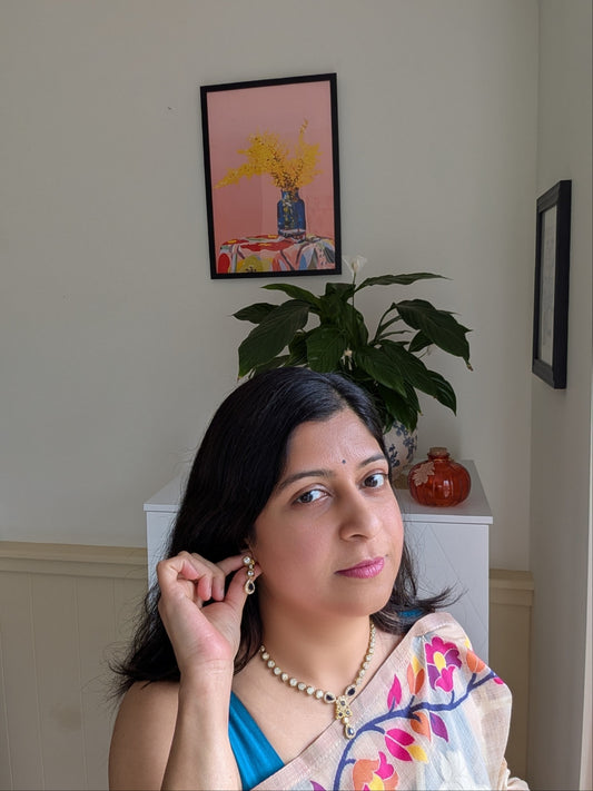 Short Necklace Set with Kundan and AD in Deep Blue