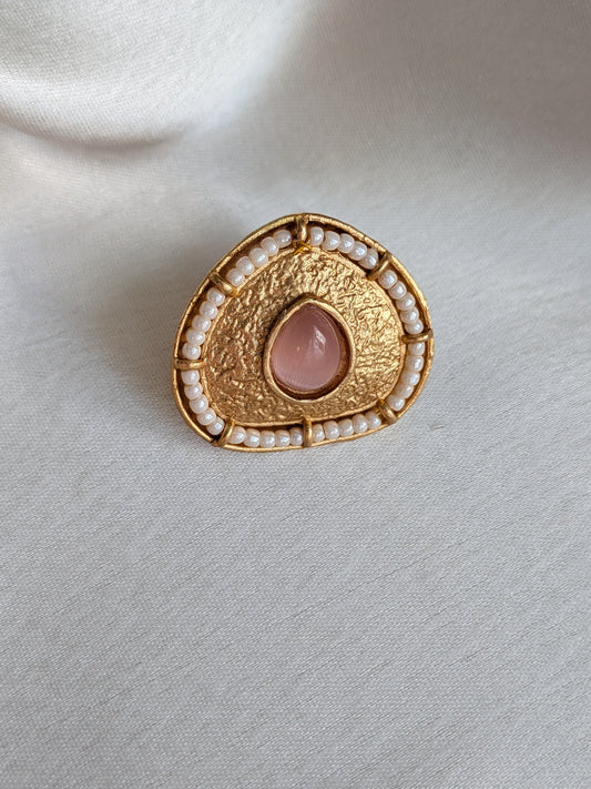 Rajwadi Style Ring - Dusky Pink