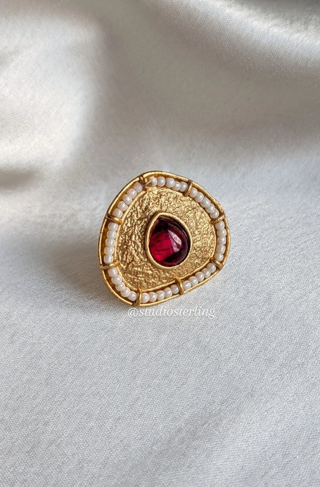 Rajwadi Style Ring - Ruby Red