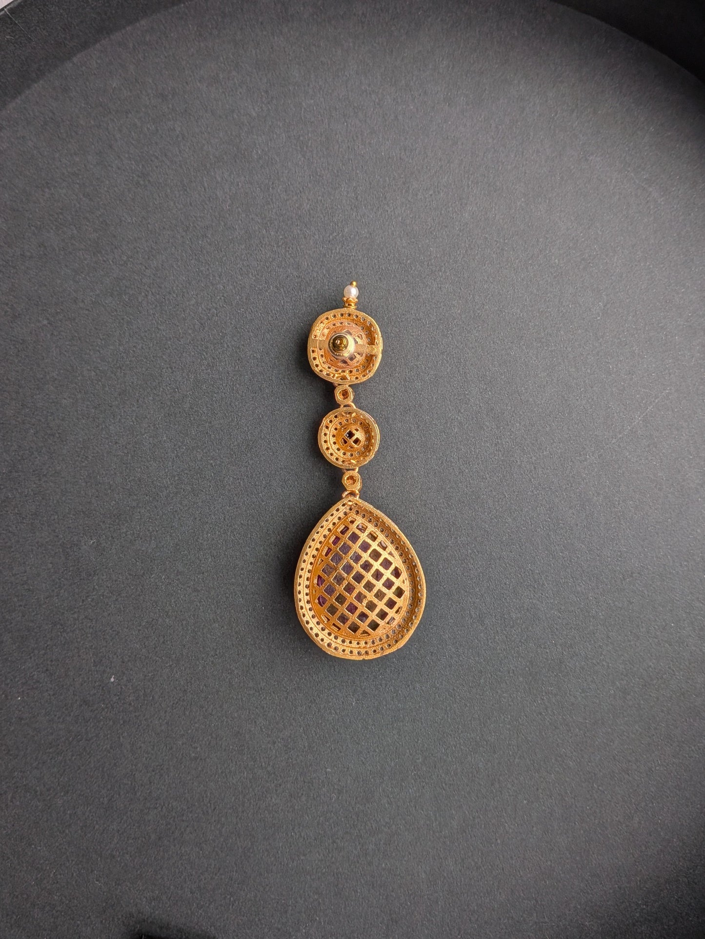 Premium Antique Gold Plated Doublet Stone Earrings