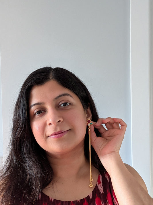 Golden Kashmiri Earrings - Multicoloured