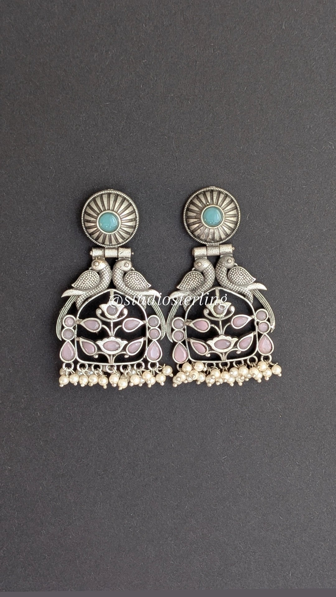 Earrings with Peacock Motifs
