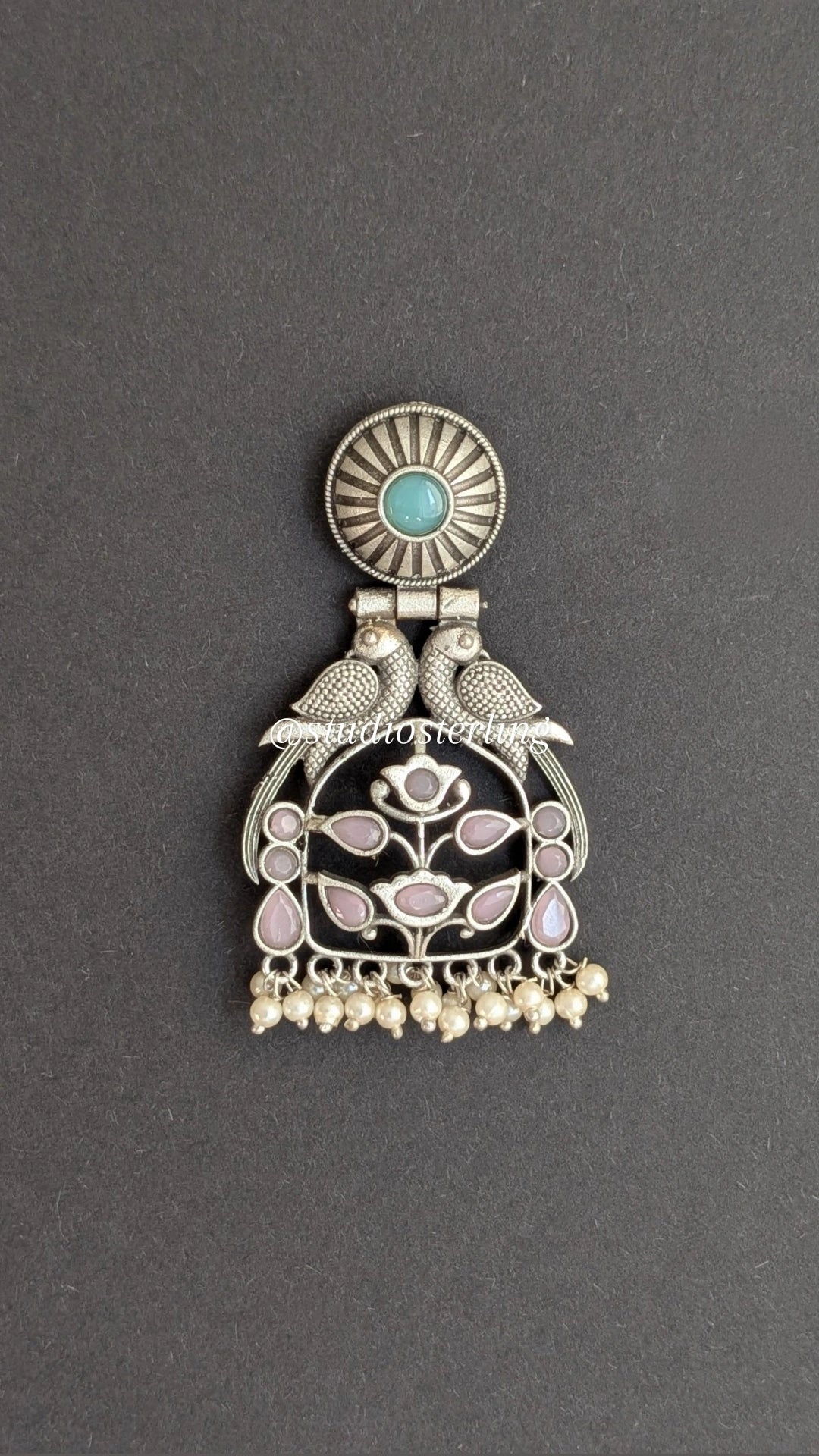 Earrings with Peacock Motifs