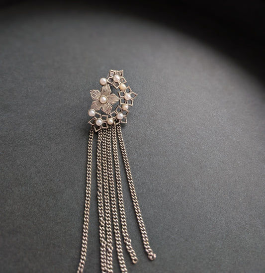 Chain Earrings with Delicate Flower Design