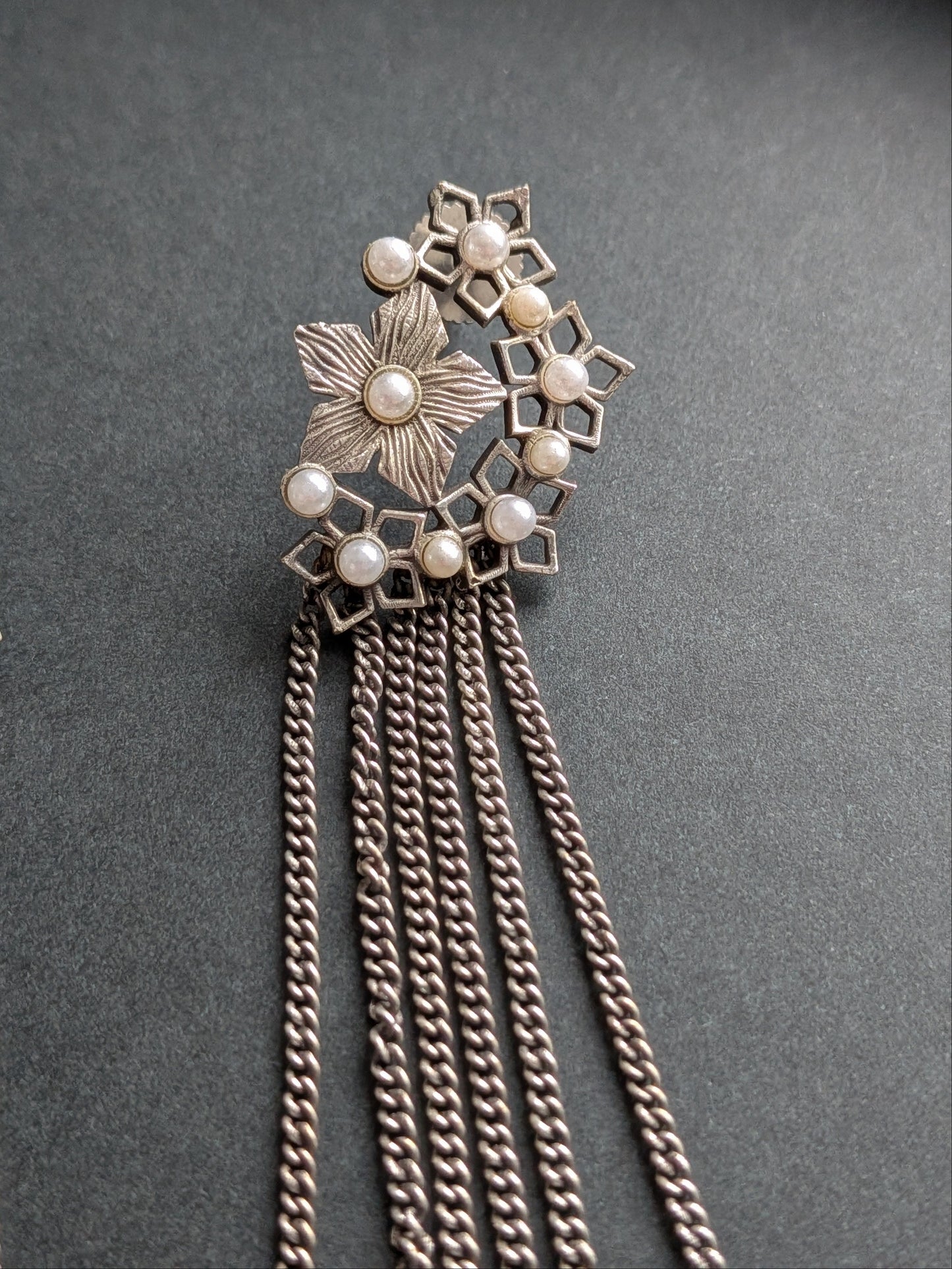 Chain Earrings with Delicate Flower Design