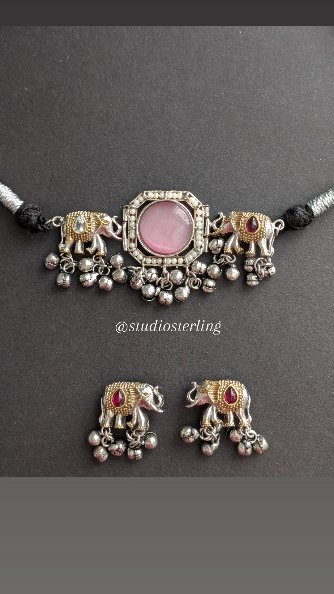 Dual Tone Choker Set - Baby Pink