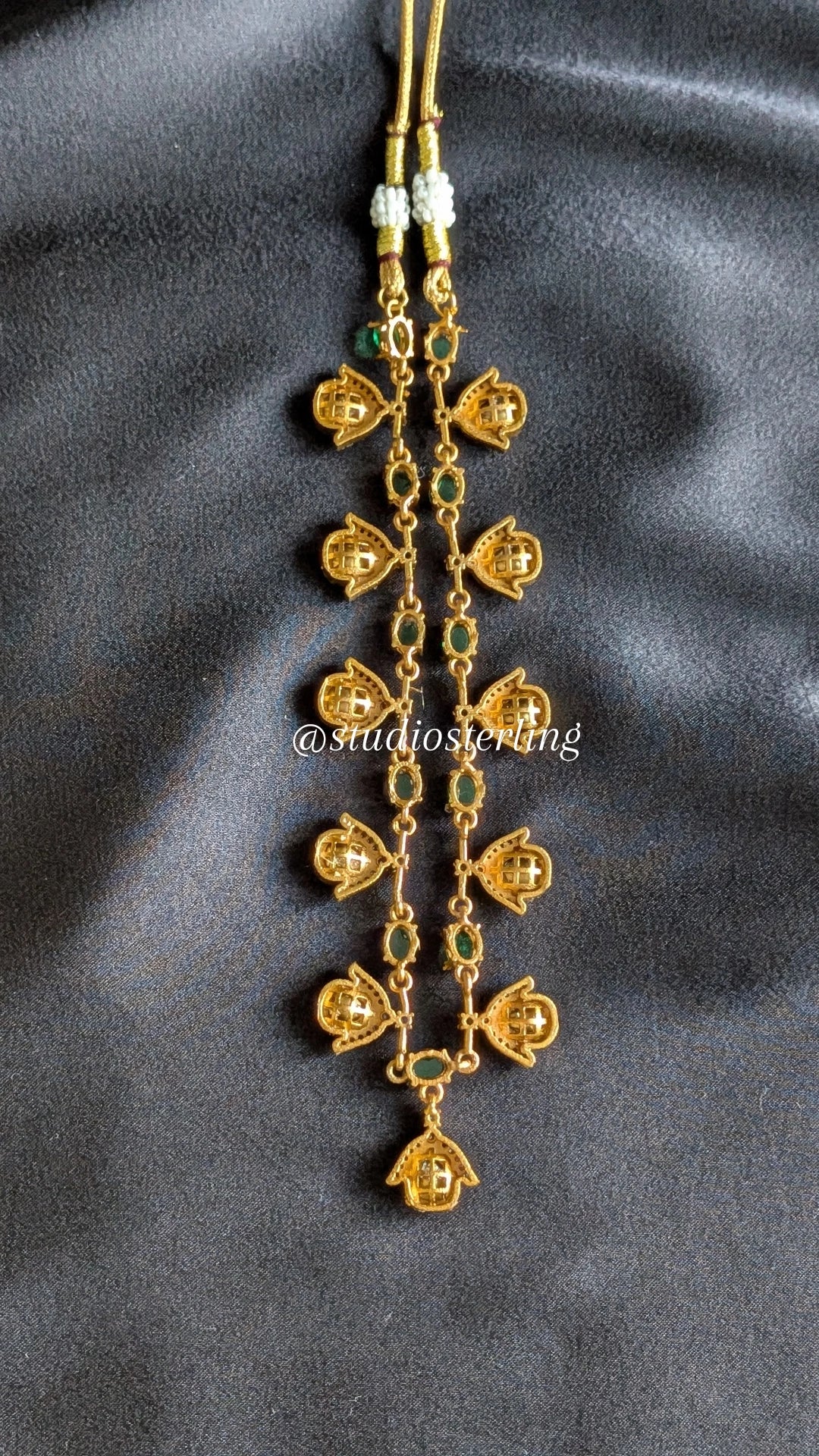 Premium Delicate Necklace Set with Polki & AD - Green