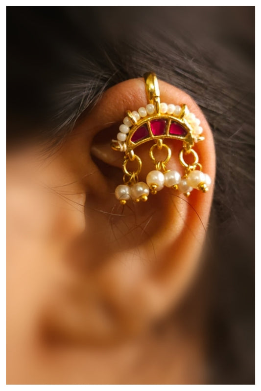 Kundan Bugadi (Earrings) - Dark Pink