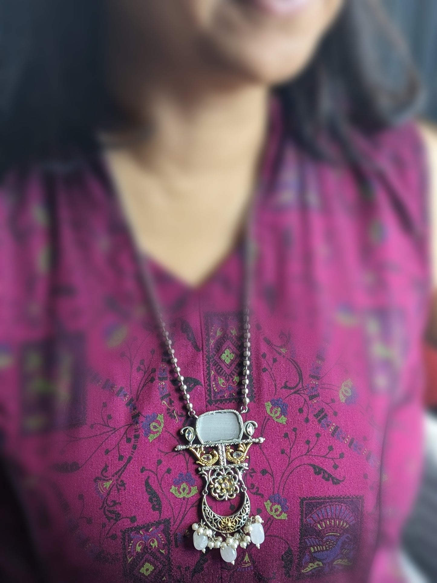 Long Necklace set - Pearl White