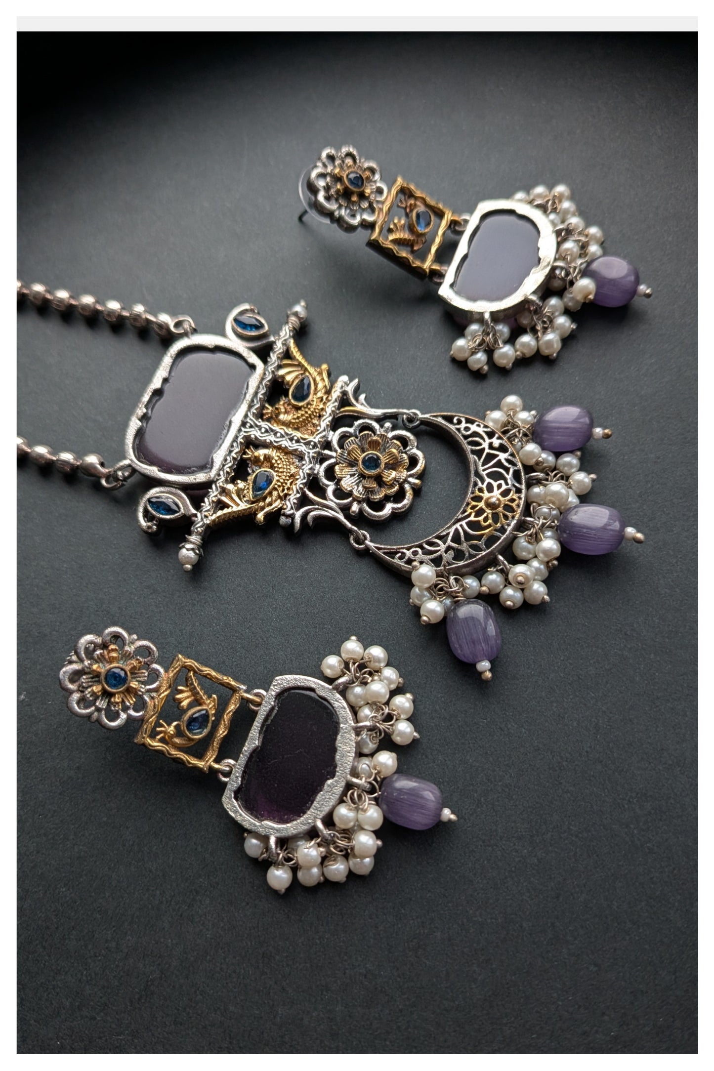 Long Necklace set - Dark Purple