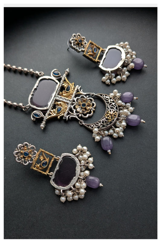 Long Necklace set - Dark Purple