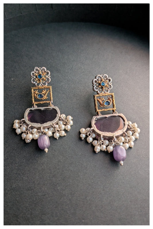 Long Necklace set - Dark Purple