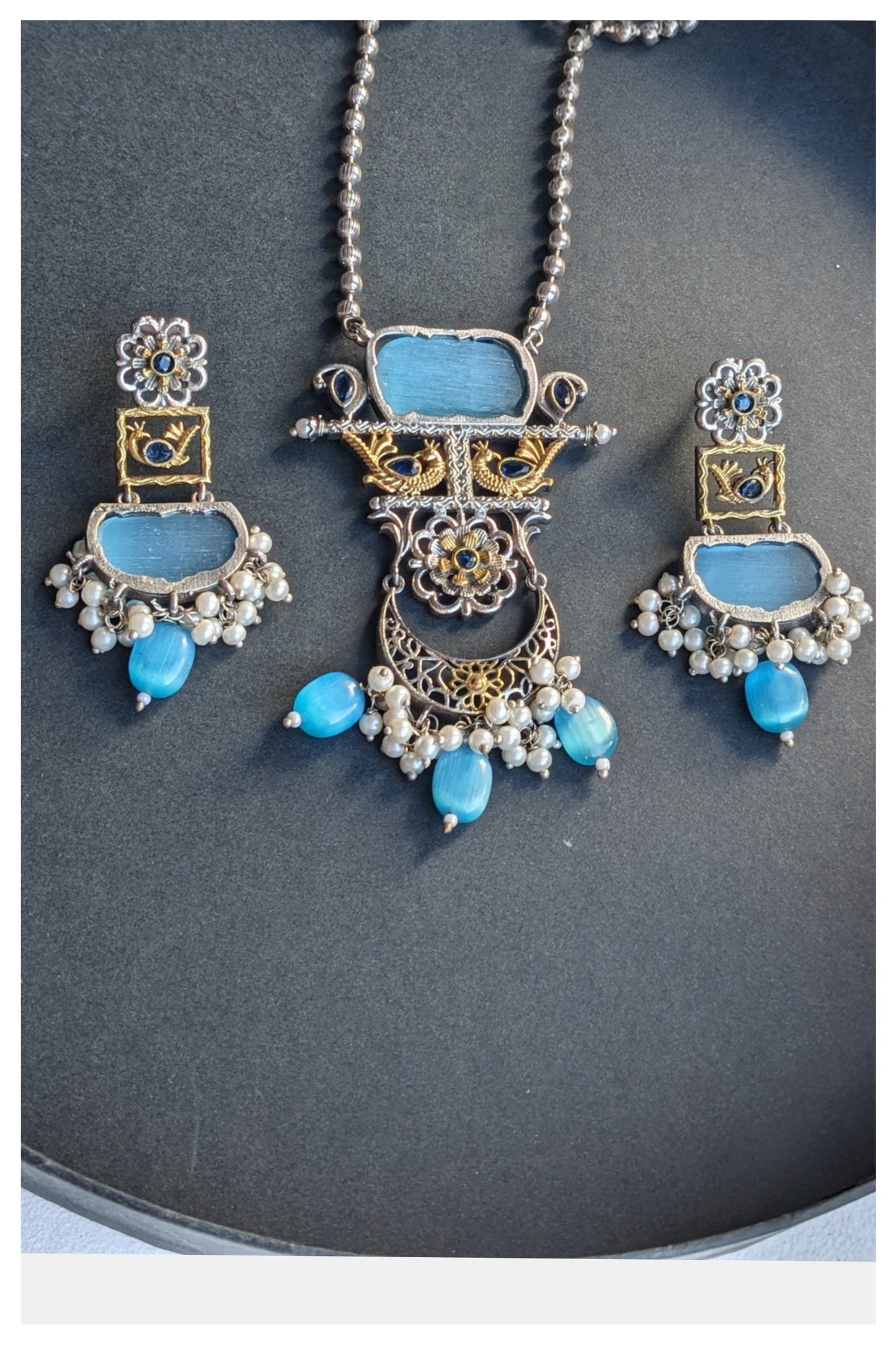 Long necklace set - Sky Blue