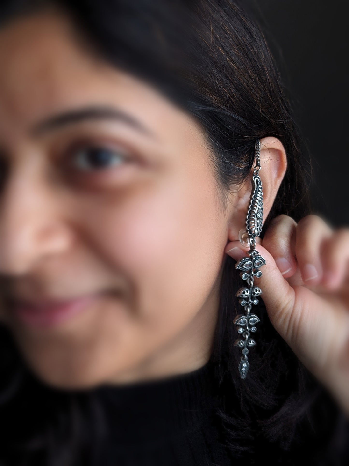 Lightweight Long Earrings with Chain