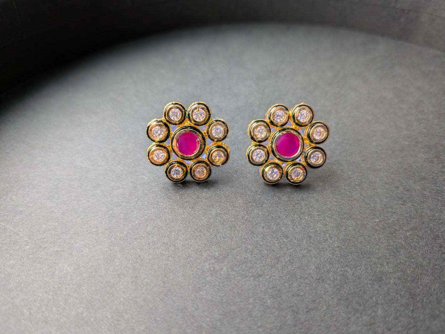 Kundan Studs with Ruby Red stones