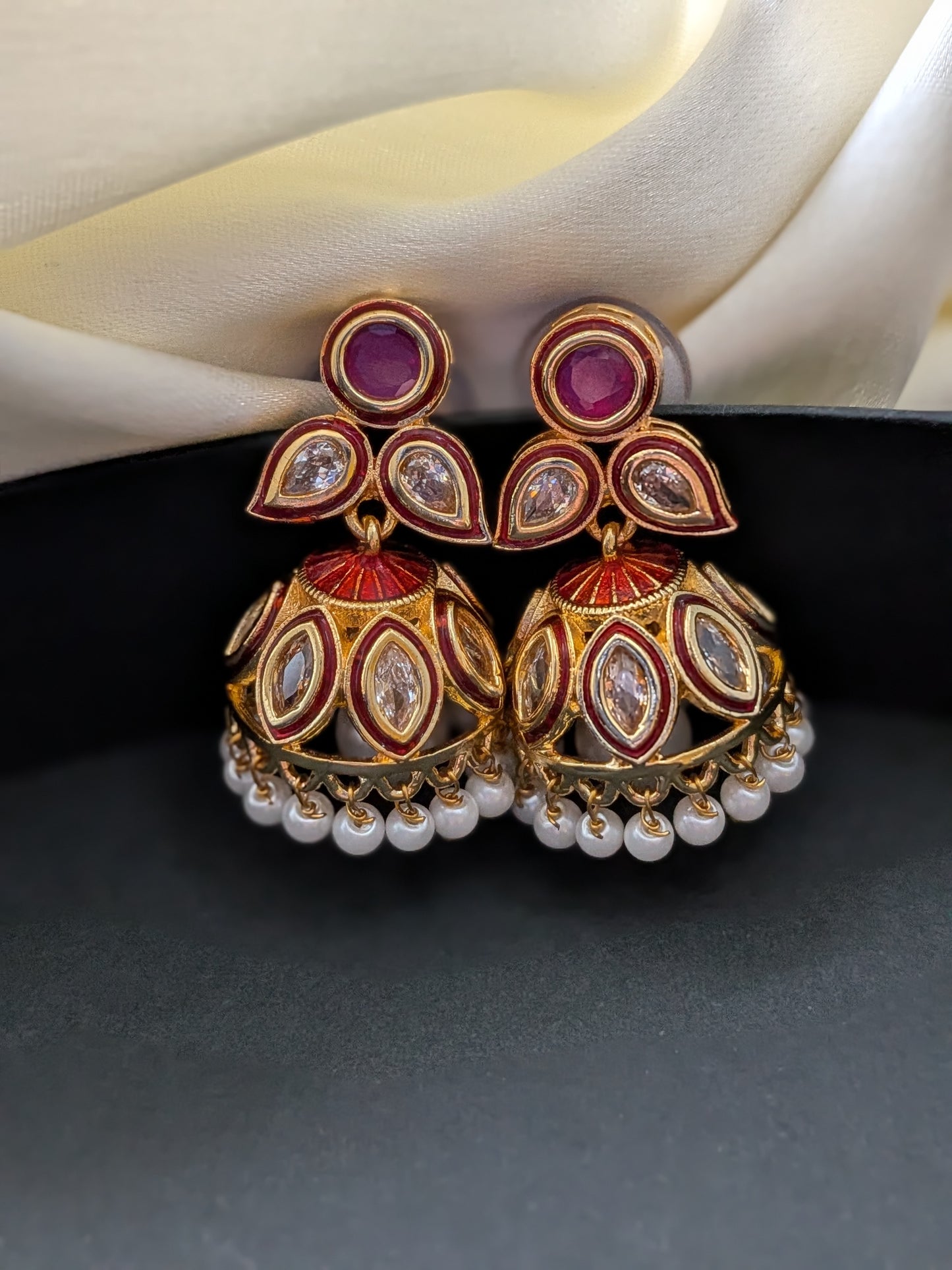 Golden Kundan Zhumkas