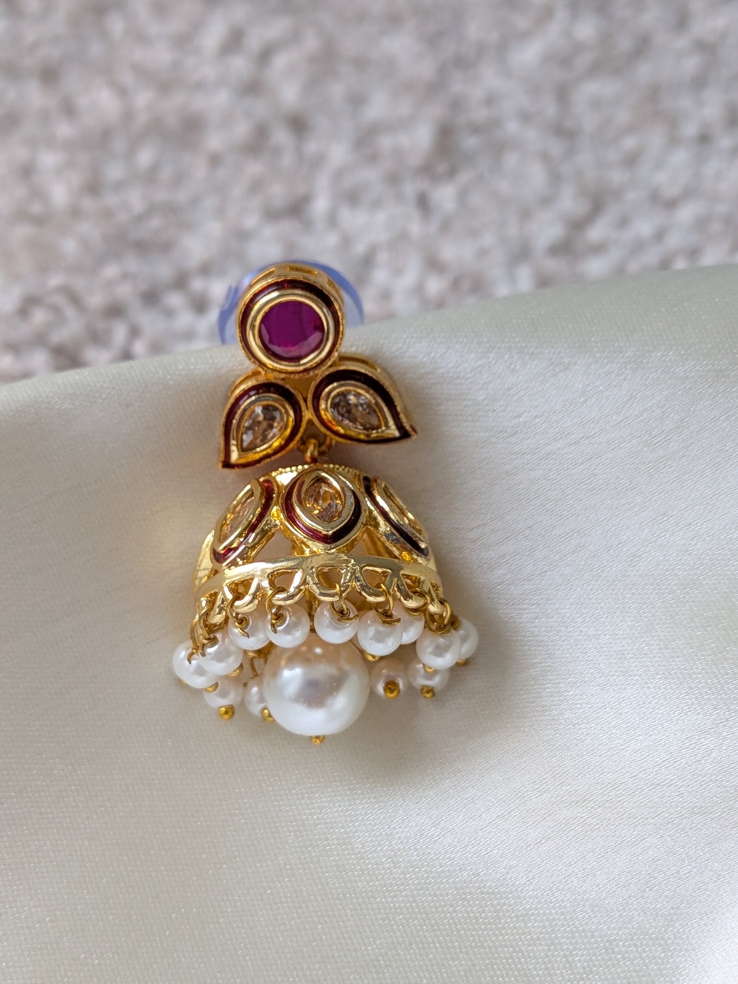 Golden Kundan Zhumkas